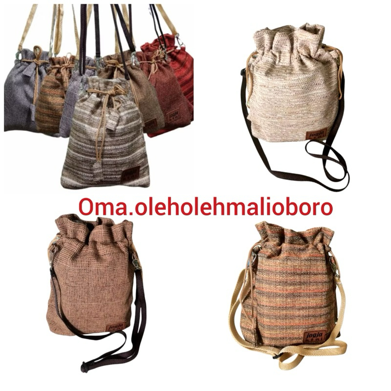 TAS SELEMPANG BUCKET SERUT GONI / SLINGBAG HP WANITA MINI ETNIK TAS SERUT TAS JOGJA MALIOBORO