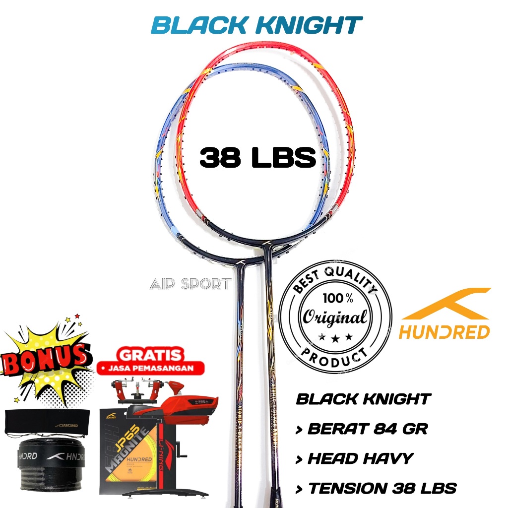 Raket Badminton Hundred Atomic X Black Knight Original
