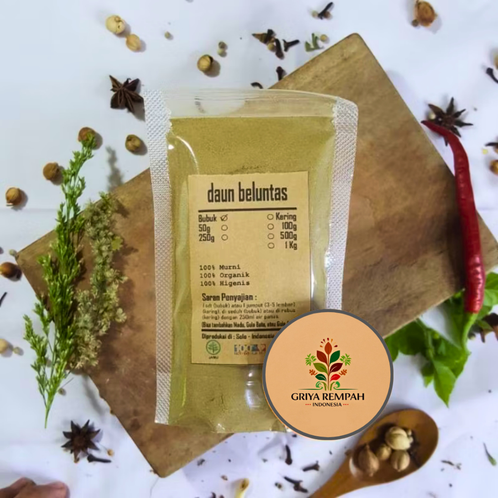 

DAUN BELUNTAS BUBUK 50 GRAM – Baluntas Ramuan Rempah Herbal Kering Alami Jamu Tradisional untuk Kesehatan Tubuh Simplisia Pluchea indica