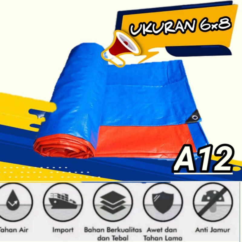 terpal plastik Korea A12 ukuran 6x8 tahan air dan tebal