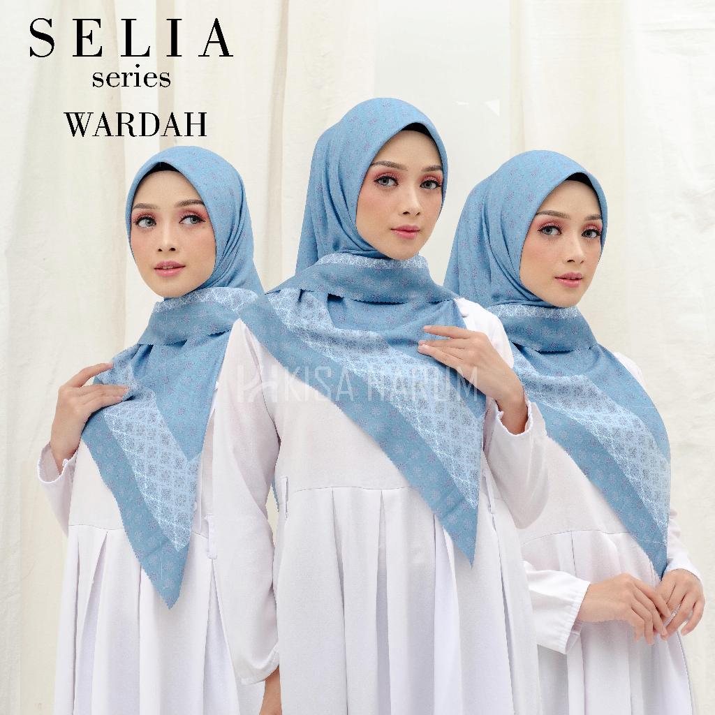 KISA - Kerudung segi empat hijab Voal motif best seller hijau wardah 110x110cm