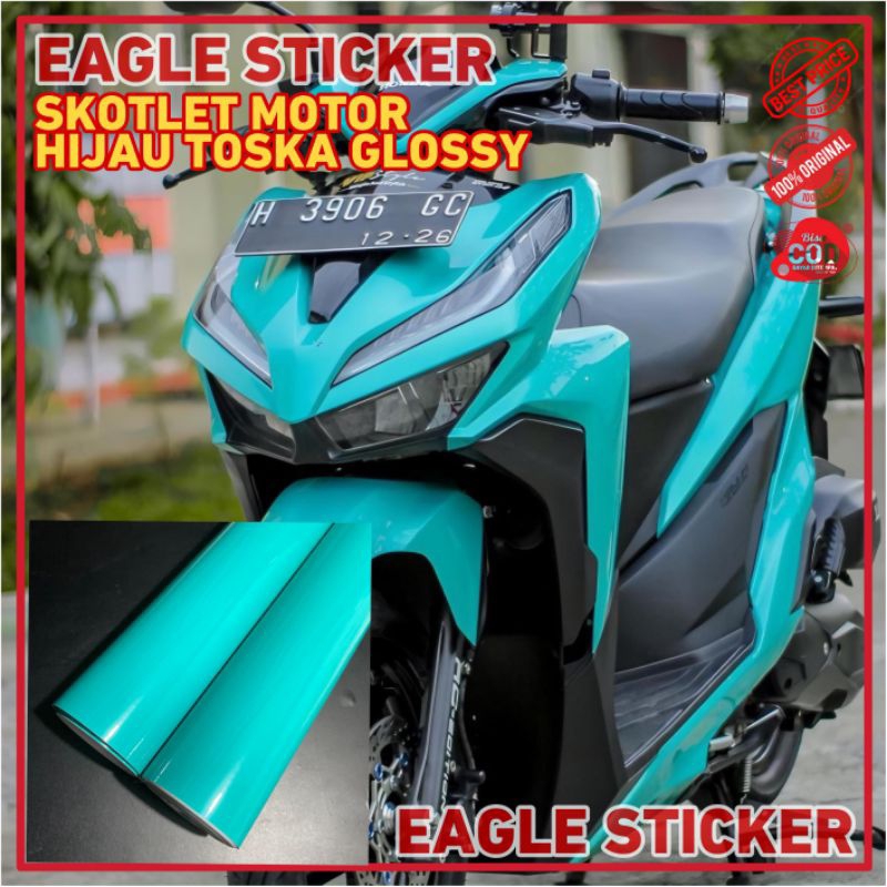 Sticker skotlet hijau toska glossy scotlite motor biru toska glossy merk profix