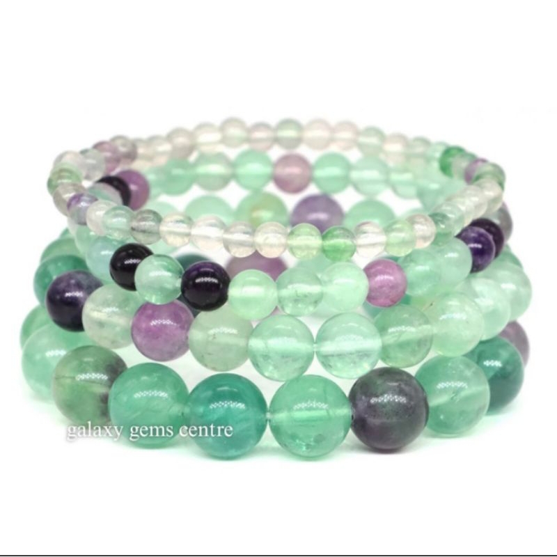 Gelang Batu Natural Multicolor Fluorite Crystal Original