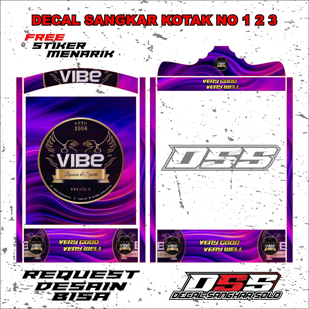 DECAL SANGKAR BURUNG KOTAK MOTIF VIBE NO 1 2 3