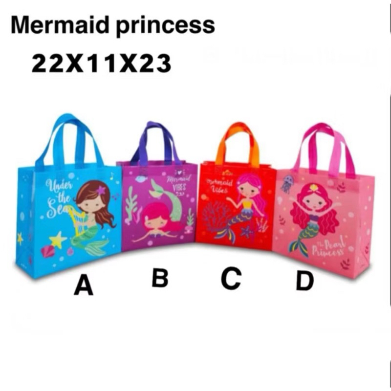 

(1 lusin) TAS ULANG TAHUN KARAKTER MERMAID Mermaid Princes GODDIE BAG BIRTHDAY ANAK SNACK BAG