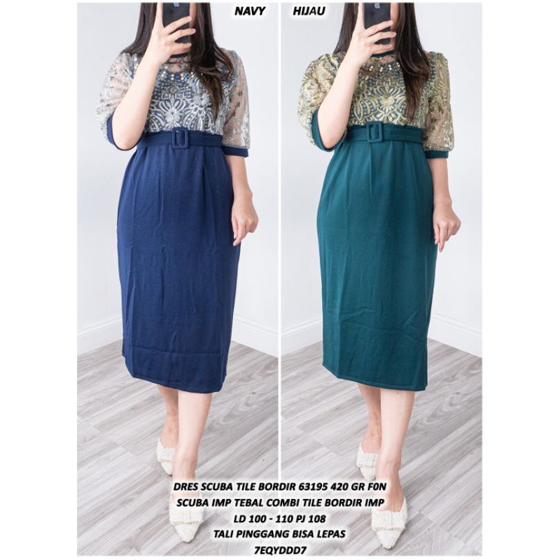 DRESS SCUBA PREMIUM DRESS BRUKAT TILE BORDIR ELEGANT MEWAH SIDI BAPTIS GEREJA ASD 631955