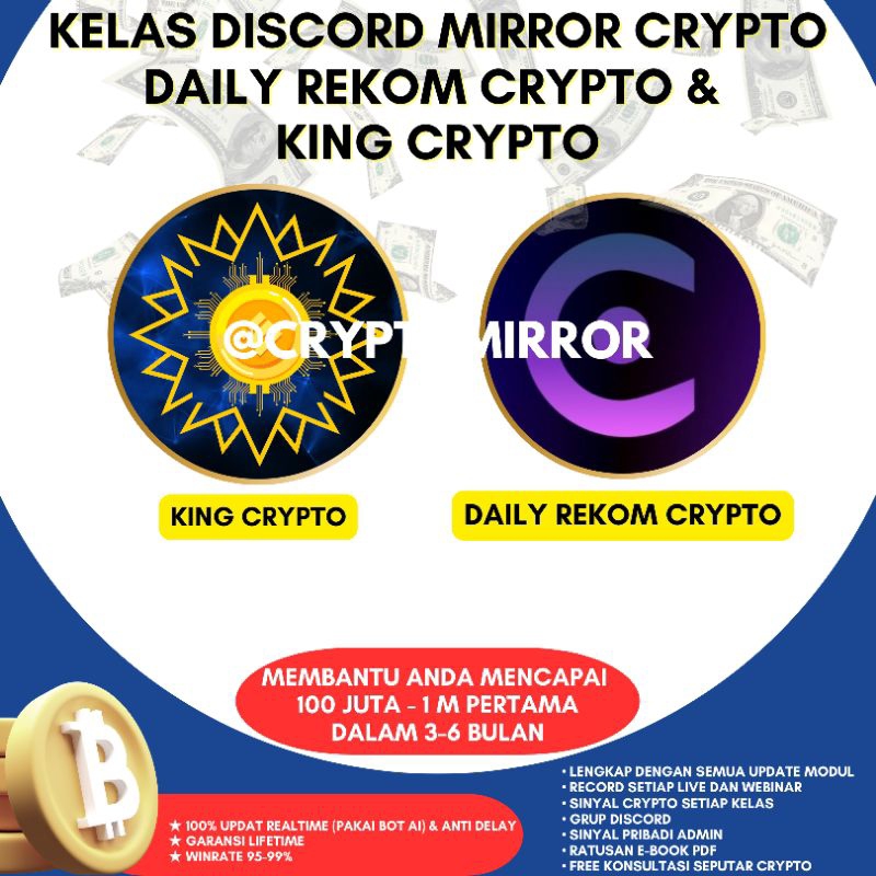 KELAS DISCORD MIRROR CRYPTO DAILY REKOM CRYPTO & KING CRYPTO [TERLENGKAP, TERMURAH DAN TERBESAR [100