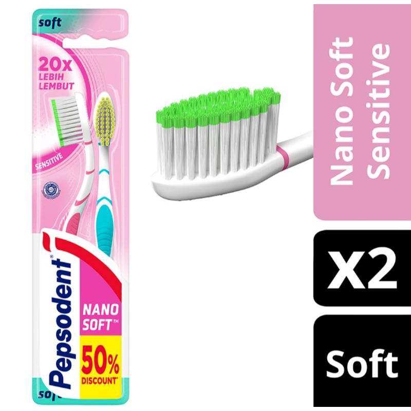 Pepsodent Nano Soft Sikat Gigi Sensitive Soft 2 Pcs