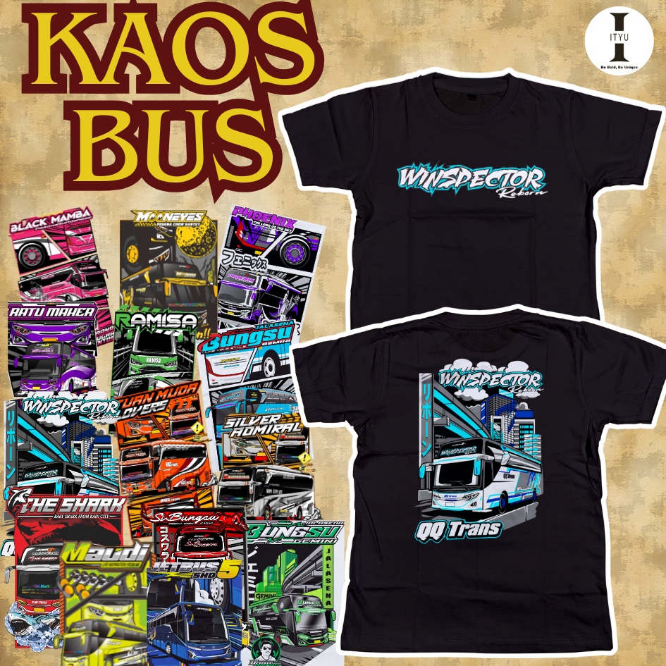 Kaos Anak Bus Mania JB5 Warna Hitam Free Stiker | Winspector | Kids panda
