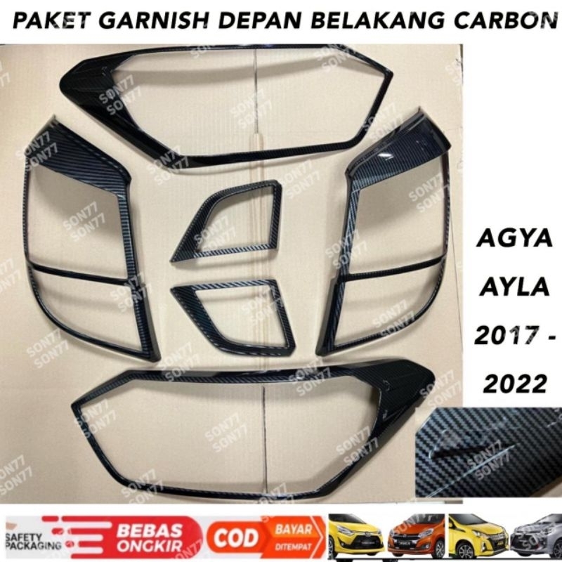 Paket Garnish Depan Belakang Agya Ayla 2017 2021 2022 Carbon Glossy