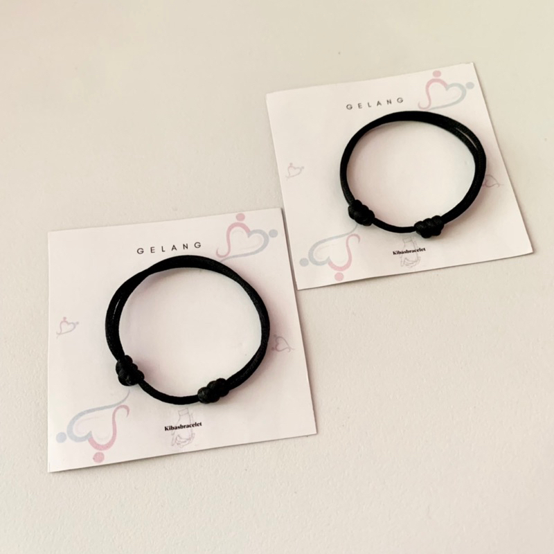 Gelang polos hitam couple simple tali 2mm anti air kuat lembut