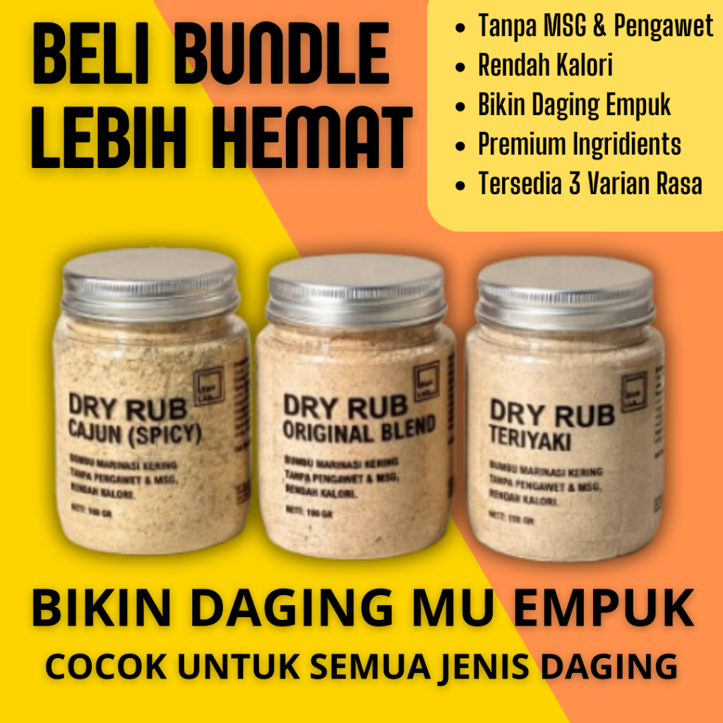 

Bumbu Marinasi Serbaguna Dry Rub Lean Lab Lezat & Mengempukkan Daging Ayam Sapi Udang Ikan Non-MSG