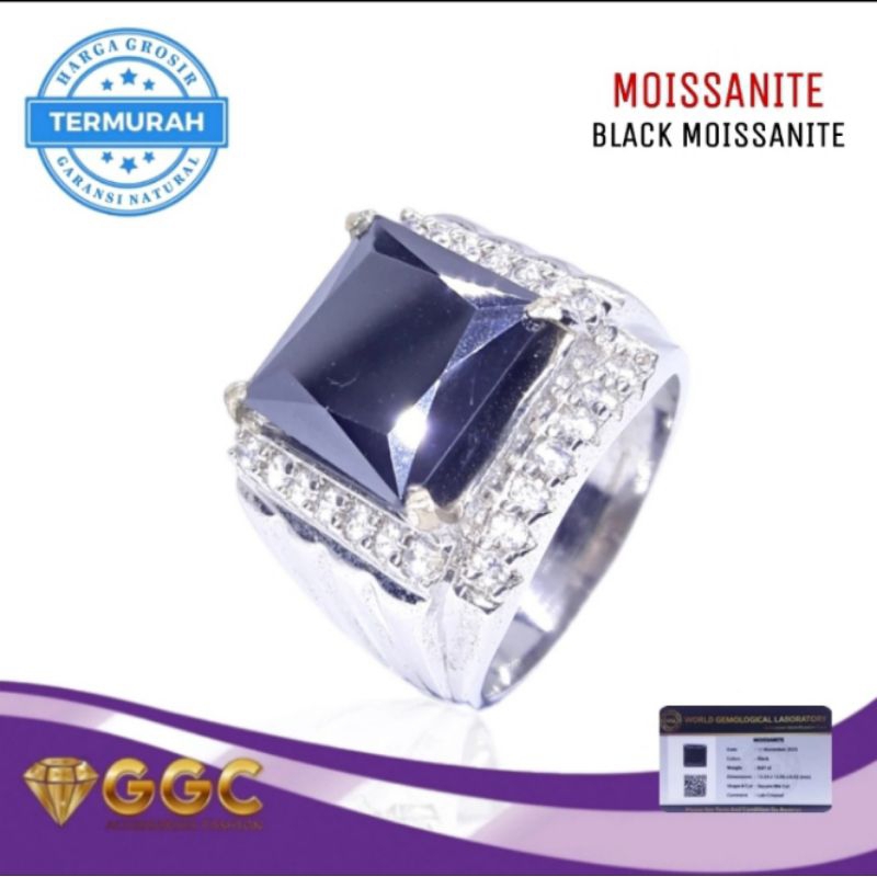 Cincin Pria Diamond Black Moissanite