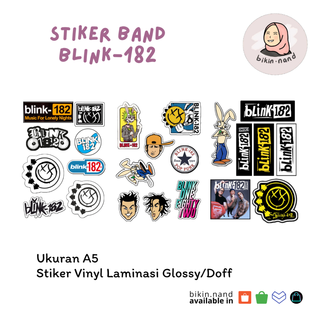 

STICKER PACK BAND blink-182 (HIGH QUALITY) MURAH 8 pcs