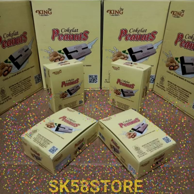 

Cokelat Peanuts d'KING/Coklat Kacang/Coklat Hitam 1 dus isi 4 pack