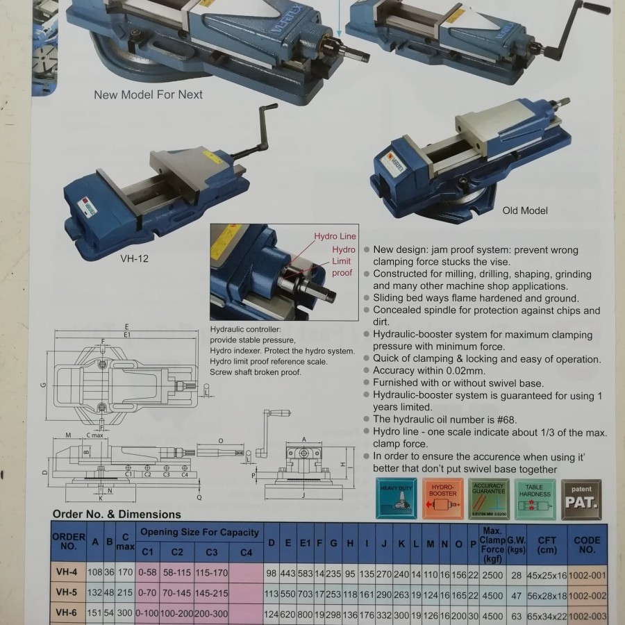 Vertex hydraulic machine vise VH-6