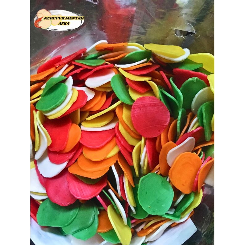 

Kerupuk Bawang Warna Mentah Cap Pelangi 1kg