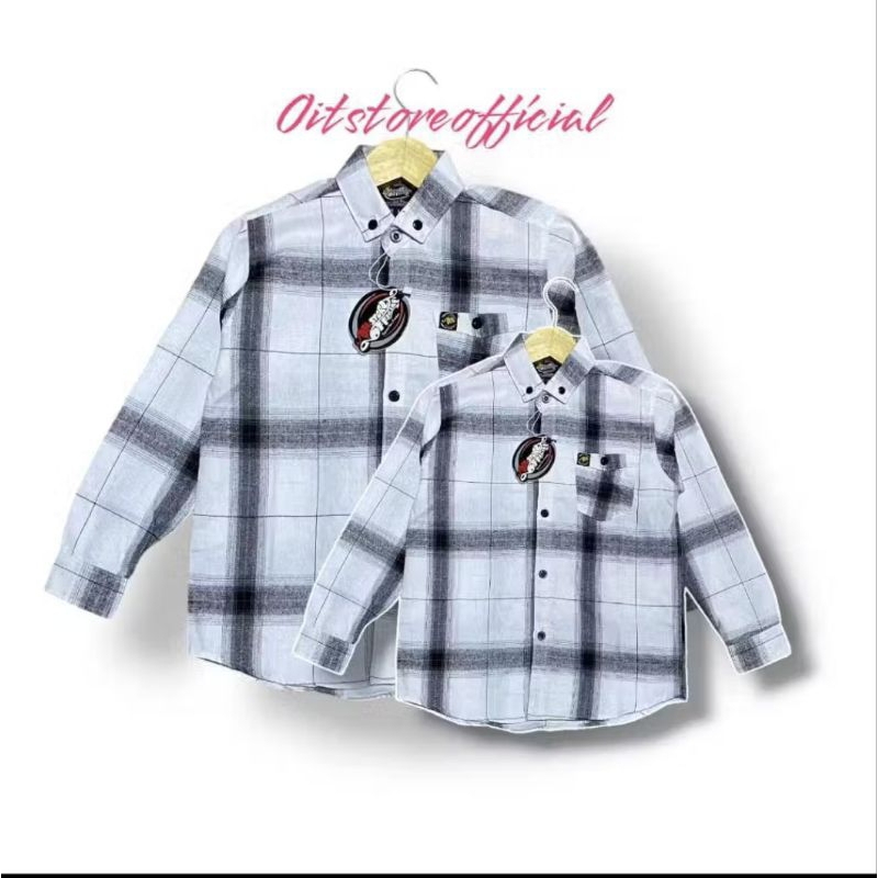 Kemeja Flanel Couple Ayah Anak Motif Kotak Lengan Panjang