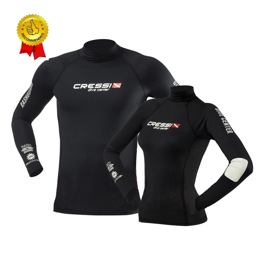 Rashguard Cressi Long Sleeve Black DC Unisex Pria Laki Wanita Men Women Rash Guard Baju Pantai Lenga