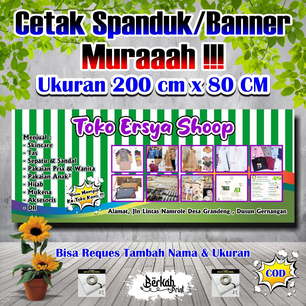 Spanduk Banner Olshop Ukuran 200 cm x 80 cm