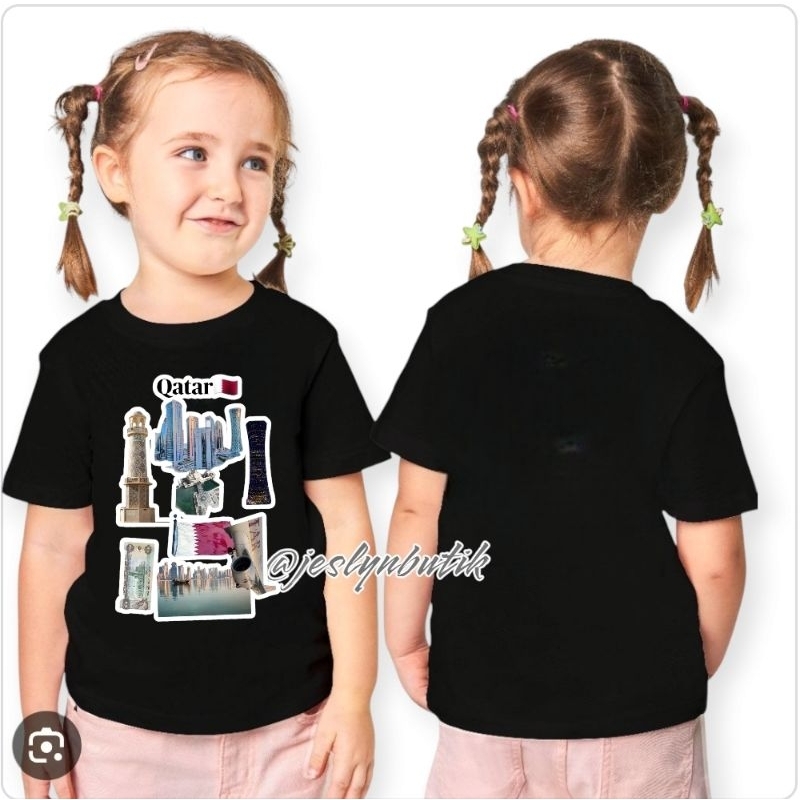 Qatar Kaos Anak Hitam Putih bisa couple dewasa baju oleh oleh qatar kode002 BAJU SOUVENIR