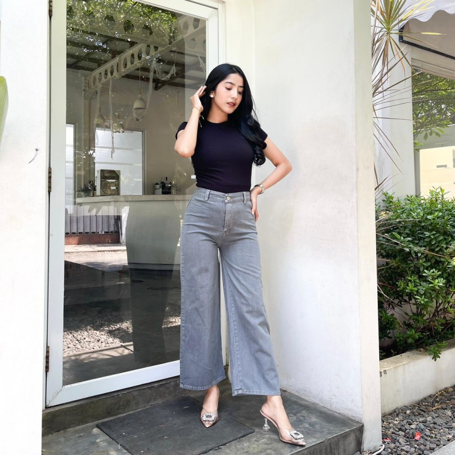 AF HWAITSHH WAIST KULOT JEANS WANITA PREMIUM ASLI JEANS TEBAL