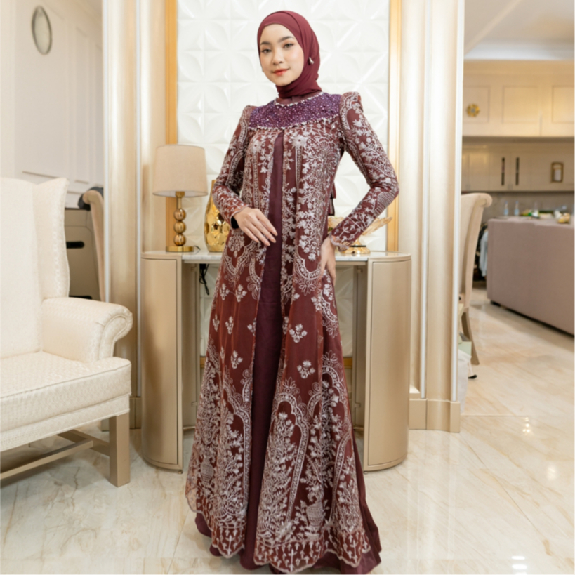 LYF OFFICIAL - FARAH DRESS - A LINE - GAUN - PANJANG - RESEPSI LAMARAN PREWED LEBARAN BUKBER - WANIT