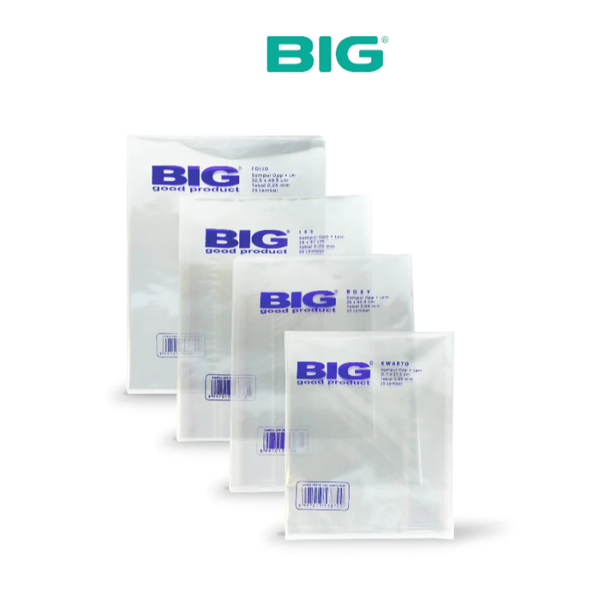 

BIG - Sampul Buku Plastik Lem OPP Tebal 50 Mikron Kwarto Boxy LKS Folio 25 Pcs