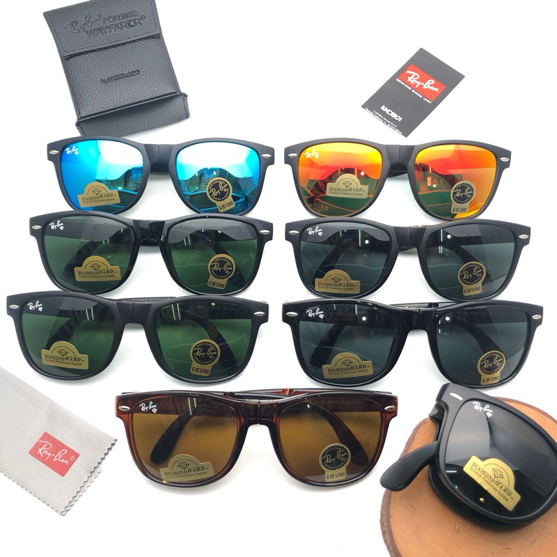 Kacamata Gaya Rayban Lipat Fullset box