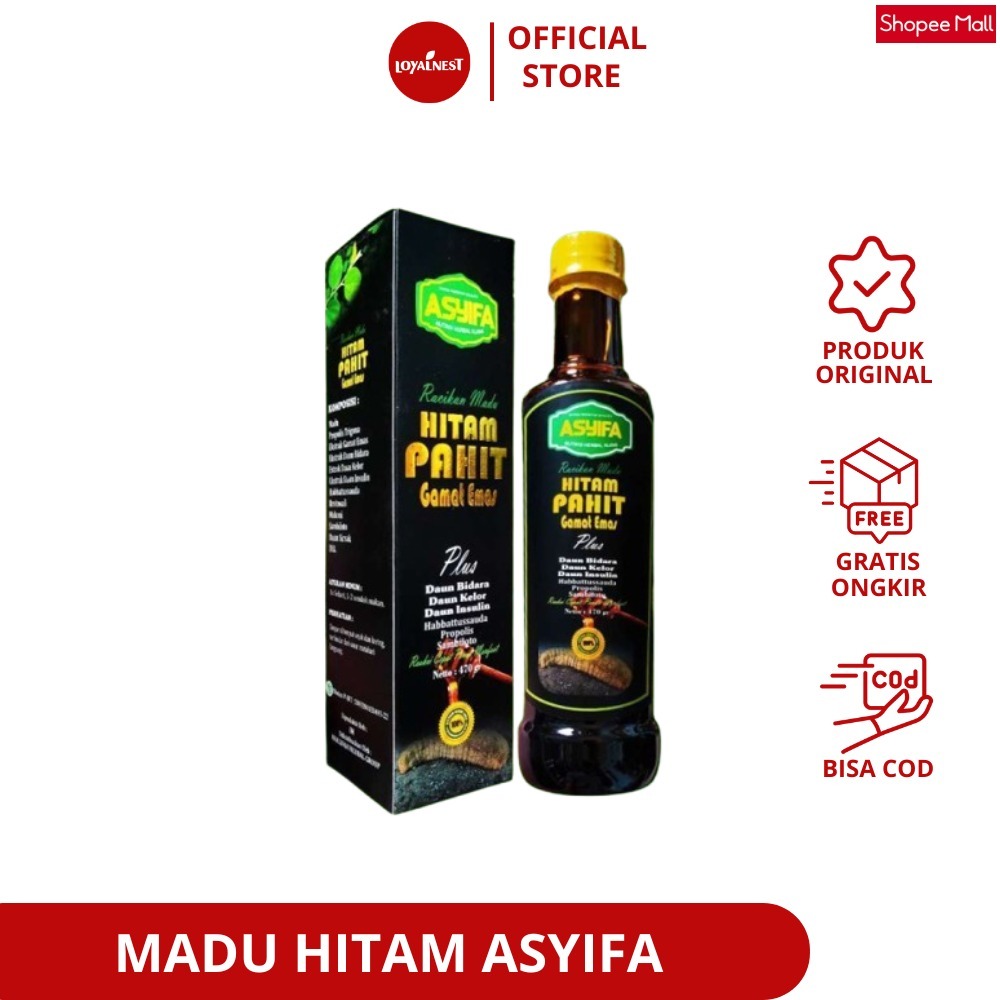 

Asyifa Madu Hitam Pahit Plus Gamat Emas dan Daun Kelor Asyifa