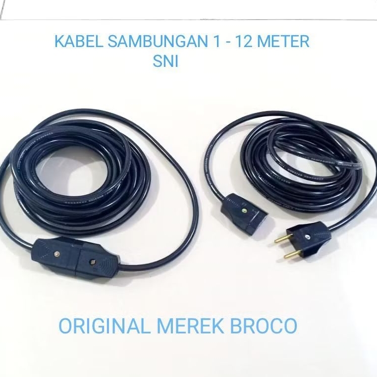 KABEL SAMBUNGAN LISTRIK /SAMBUNGAN COLOKAN LISTRIK SNI  # STEKER  BROCO  + KONTRA Broo + KABEL HITAM