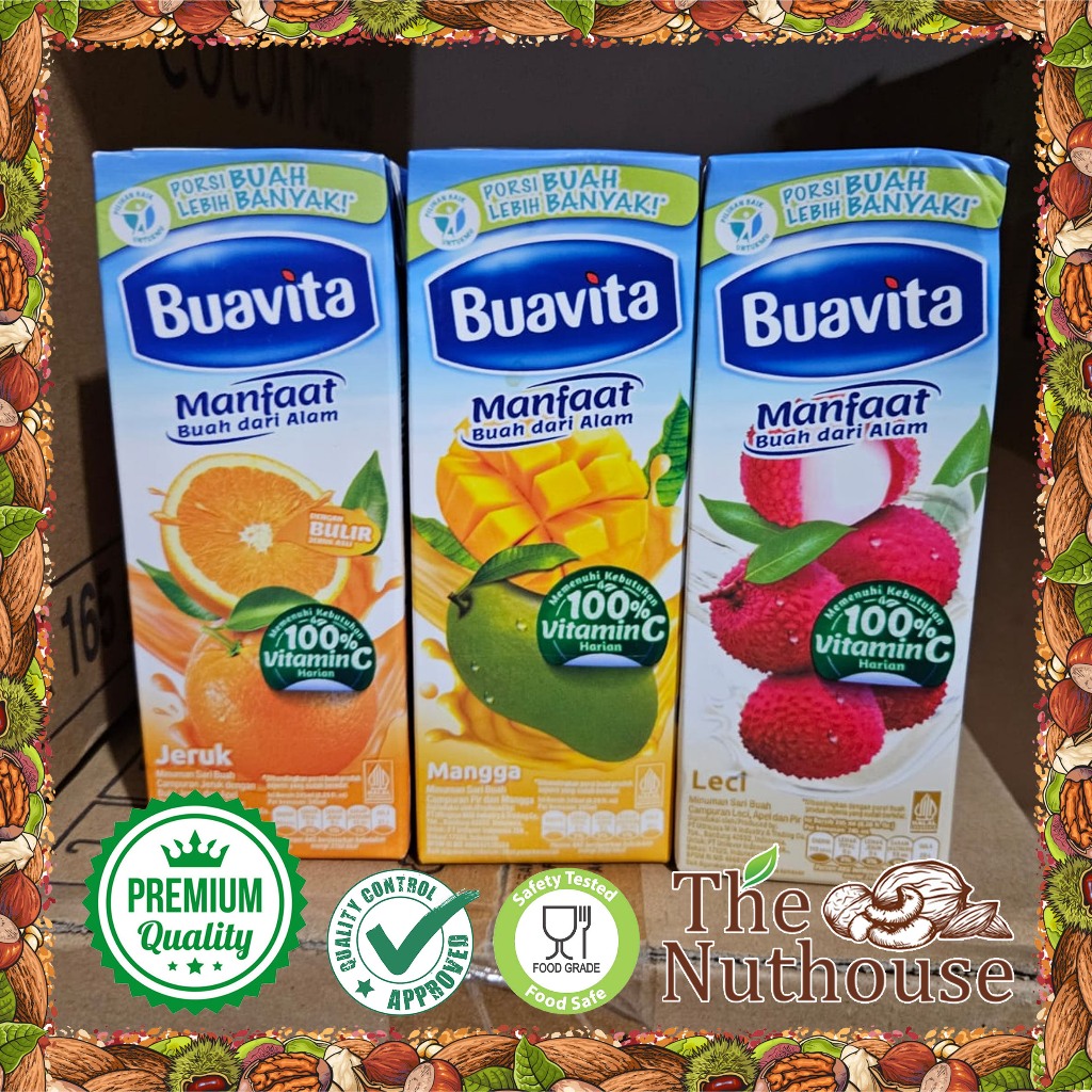 

BUAVITA 245ml Jus Sari Buah Asli / Real Fruit Juice [Rasa Mangga / Jeruk / Lychee / Jambu / Apel] [HALAL]