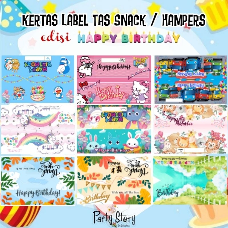 

50lembar Kertas Label Snack / Hampers Medium Edisi Ulang Tahun