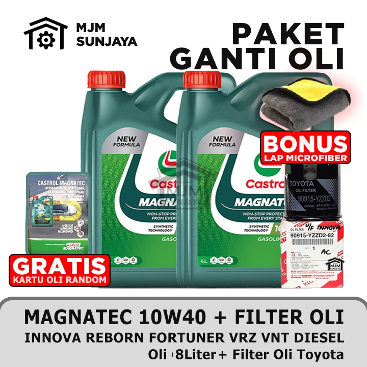[GRATIS FILTER OLI] PAKET Ganti Oli Mesin CASTROL MAGNATEC SAE 10W-40 8 Liter TOYOTA Innova Reborn F
