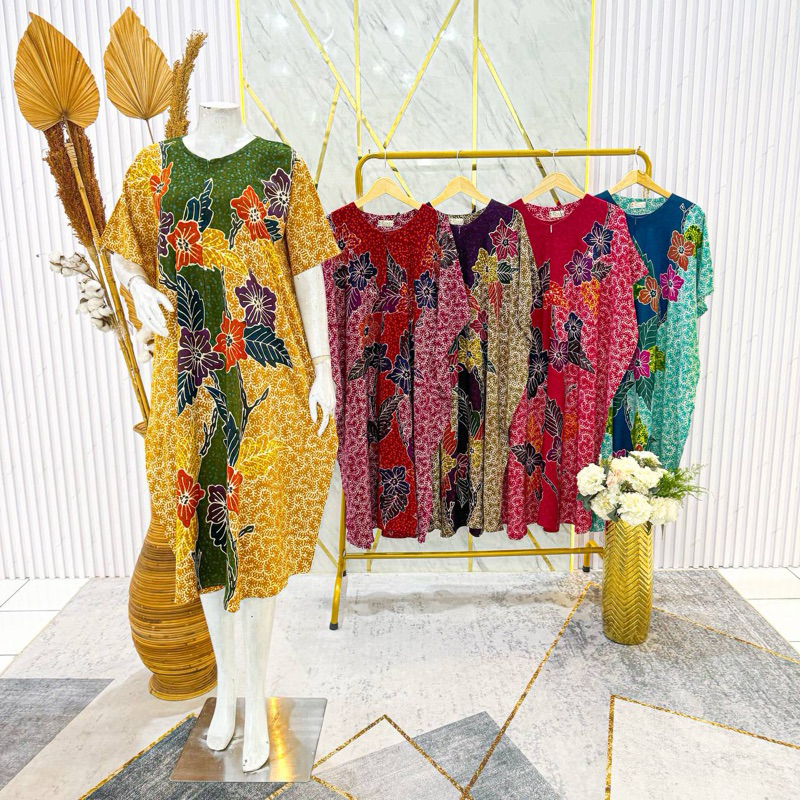 Alizta Daster Lowo Batik Tulis Pekalongan Kelelawar Busui Kalong Resleting Depan Rayon Super Allsize