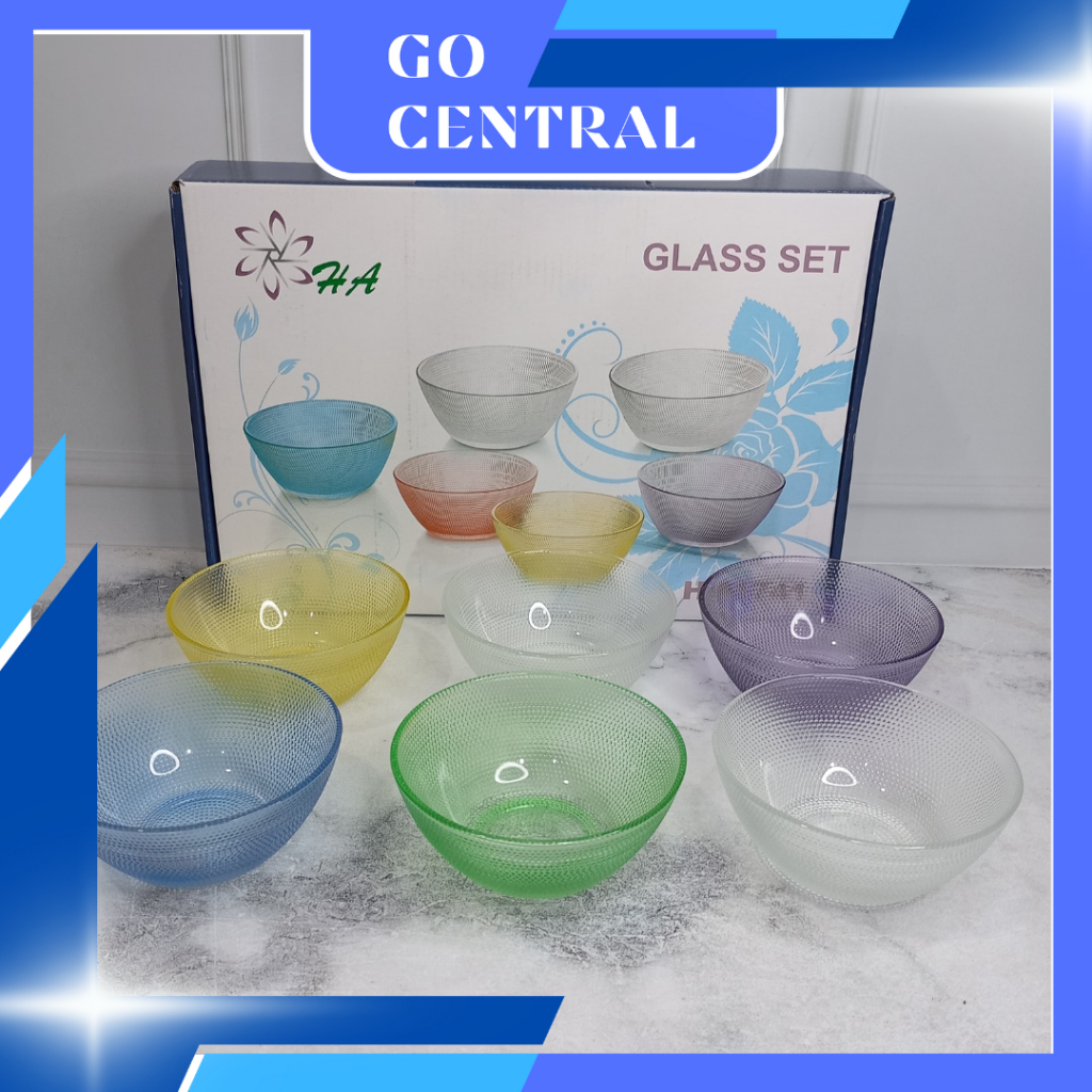 

{GC} Mangkok Kaca Warna 6 SET Mangkok Kaca Pelangi Hampers Souvenir