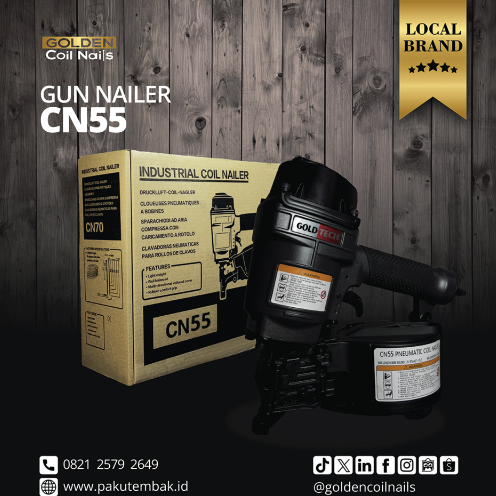 Jual Mesin Paku Tembak Pallet Nail Gun Golden Nails CN 55