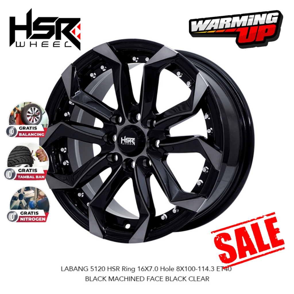 Velg Racing Mobilio Avanza Ring 16 HSR LABANG 5120 HSR R16 Lebar 7 H8X100-114,3 ET40 Black Folish