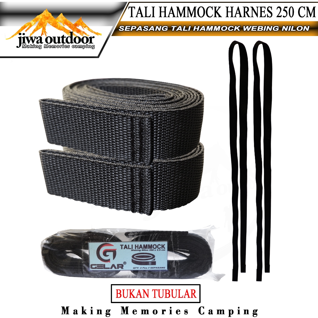 tali hammock webing nilon panjang 250 x 2.5 cm harga satu pasang webing / bukan webing tubular