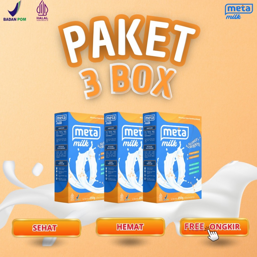 

PAKET 3 BOX META MILK (SUSU KAMBING ETAWA+KOLAGEN) 250gr