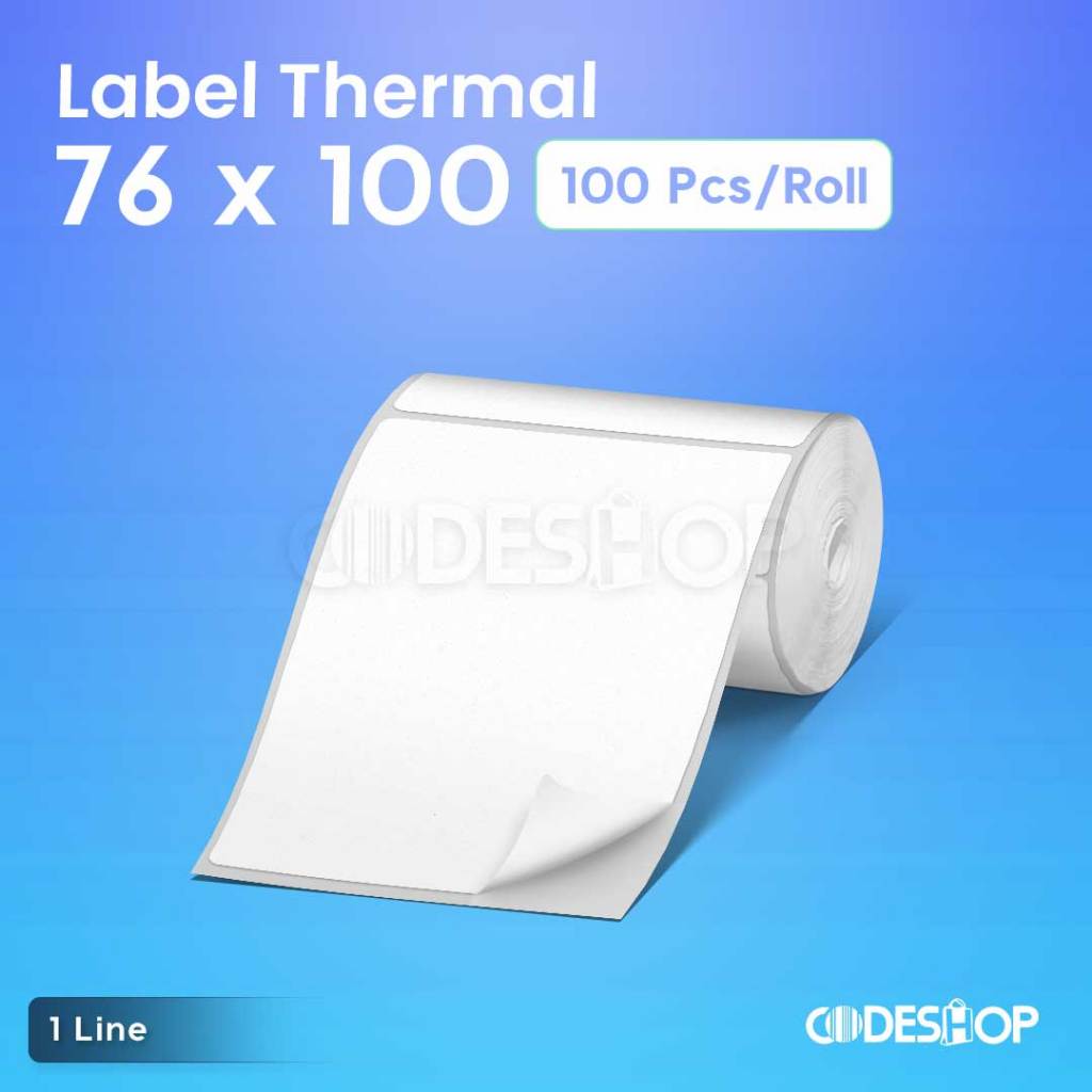 

Stiker Label Thermal 76x100 mm 1 Line isi 100 Pcs Gap 2mm Perforasi