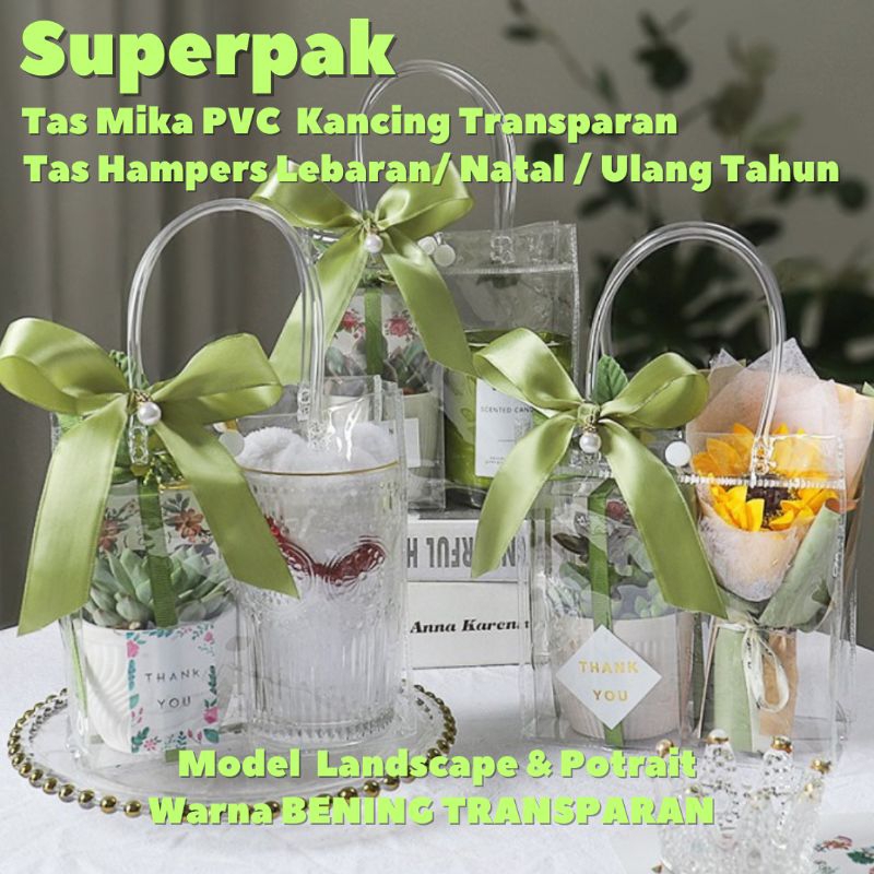 

[ GROSIR PER 10 PCS ] Tas Mika Kancing Transparan / Goodie Bag Lebaran Imlek / Tas Hampers Souvenir