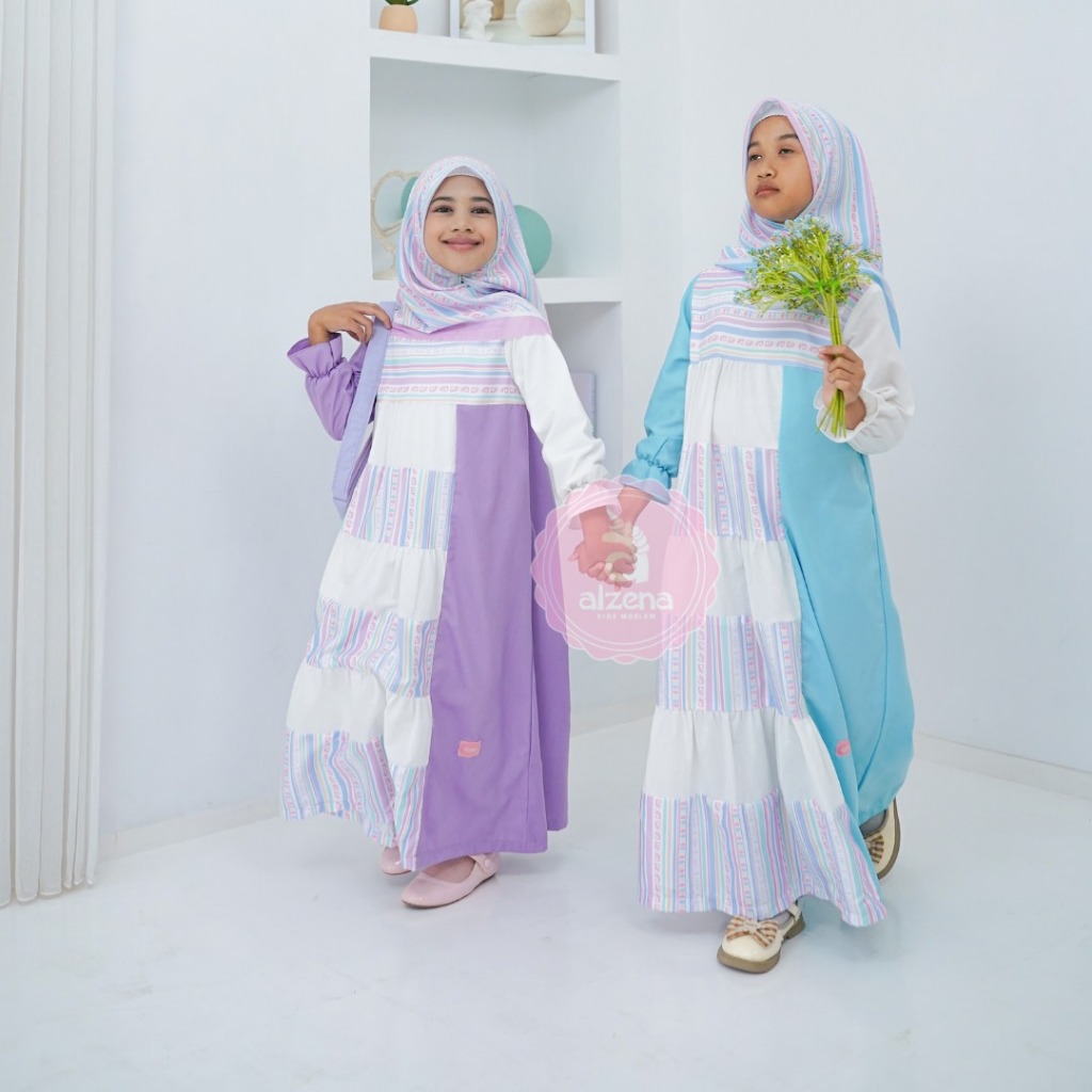 Alzena Kids Moslem -  Baju Muslim Anak Perempuan Katun Belvia 2 - 14 Tahun