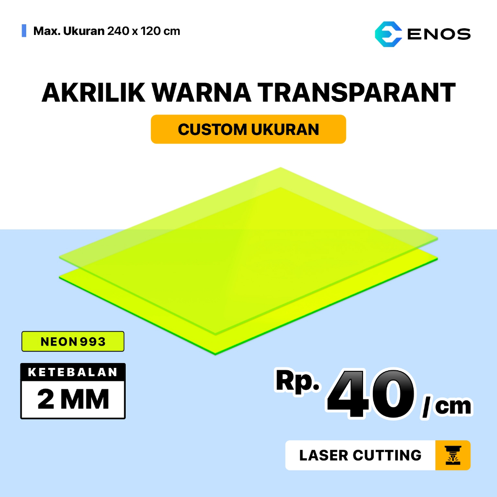 

Akrilik Lembaran Transparan Warna Hijau Neon 2mm Custom Ukuran /Acrylic Sheet
