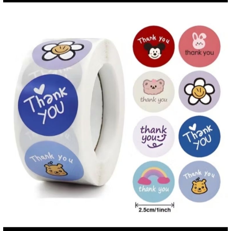 

Stiker thank you Roll isi 100 pcs.2.4 cm