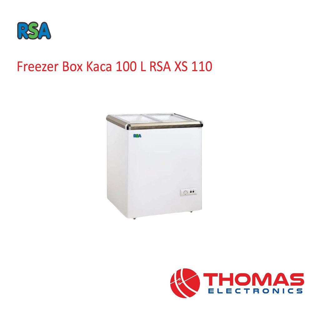 Sliding Curve Glass Freezer 100 Liter RSA XS 110 RSAXS110 Freezer Box Sliding Kaca Garansi Resmi