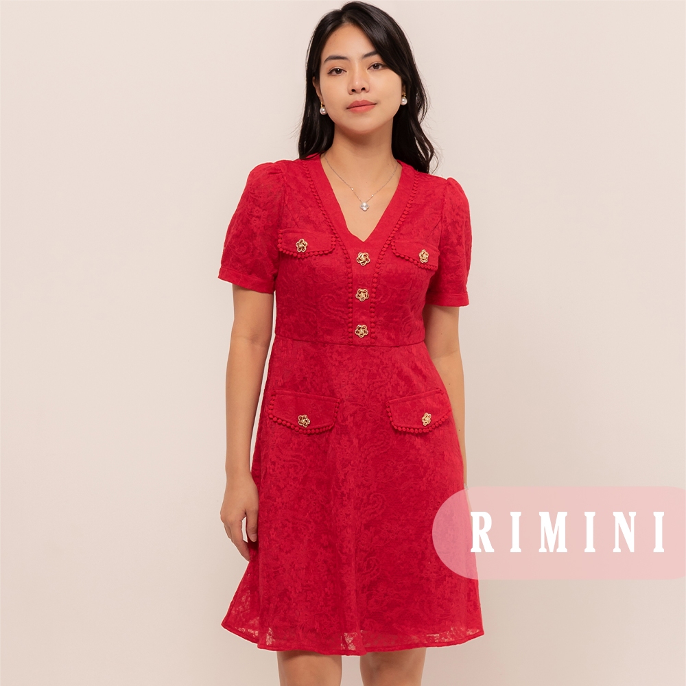 RIMINI - Dress Pesta Mewah Wanita Midi Berlengan Pendek Size XS-XL - Holly Dress 525520