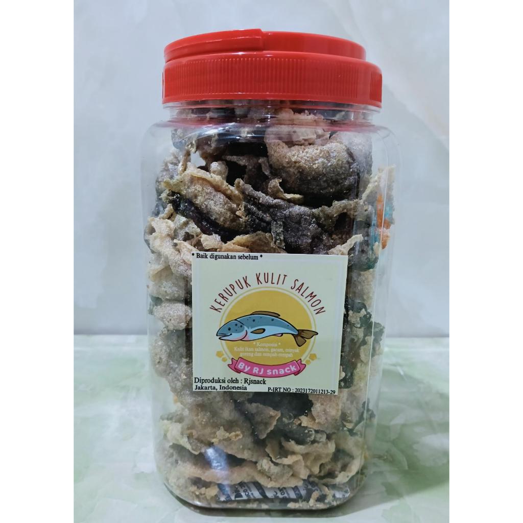 

Kerupuk Kulit Ikan Salmon rasa Original 250 gram kemasan toples