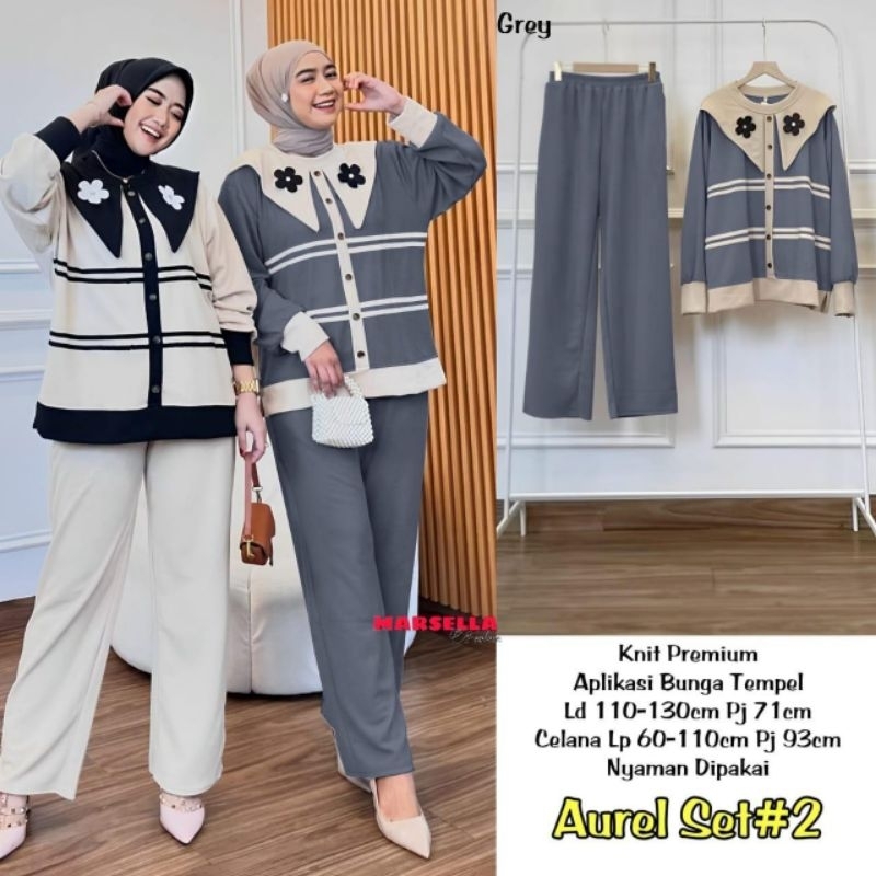 Aurel Set #2 || Setelan Pakaian Wanita LD 110-130 Nyaman Dipakai || Oneset Knit Premium