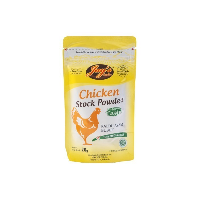 

JAY'S Kitchen Chicken Stock Powder Zipper 20gr / Kaldu Ayam Bubuk 20gr